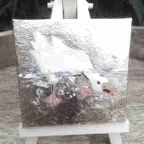 Mini złocony raspberryem malarstwo akrylowe, obraz, złoty miniatura, na prezent, ręcznie