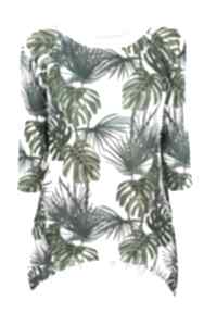 Letni sweter S m, L xl bluzki bellafeltro liście, palmy, print, drukowana