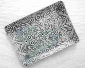 pod mydło folkowa dekoracyjna: turkusowa mydelniczka ceramika ana