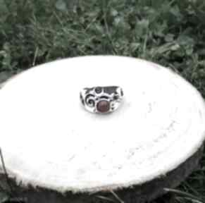 metal silver trees srebrny pierścionek, 925, kamień karneol, z karneolem, rozmiar 14, biżuteria