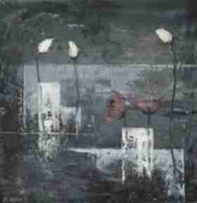 Kwiaty II, olej na płótnie arte dania obraz olejny - abstrakcja, martwa natura, malarstwo