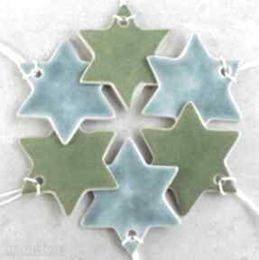 Prezent. Zestaw zawieszek ceramicznych dekoracje świąteczne pracownia ako gwiazdki, śnieżynki