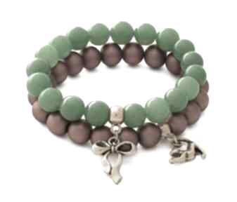 Green jadel carmel mat pearl with pendant jadeit kokardka kotek