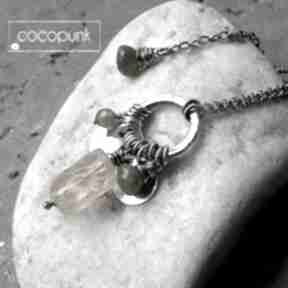 Cytryn, vessonit, agat - srebrny naszyjnik z minerałami naszyjniki cocopunk z kamieniami