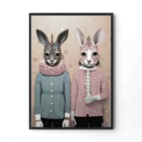 zwierzęcy duet - format 30x40 cm hogstudio plakat, plakaty, modny do salonu, kolorowy