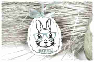 Zając wielkanocny, personalizowana ozdoba, haftowane jajko, dekoracja tulito zawieszka pisanka