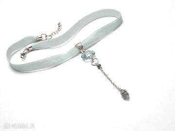 Choker trok mint vol aksamitka swarovski kryształki naszyjnik