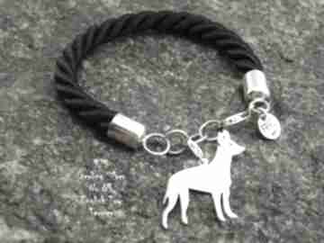 Angielski toy terrier srebro próby 925 bransoletka nr 83 frrodesign, z psem, rękodzieło