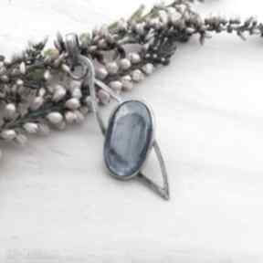 Nowoczesny owal kianitu - wisior wisiorki jewelsbykt srebrna biżuteria, srebro - duży
