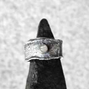 Surowy diament pierścionek z diamentem - srebro i - złoto regulowany