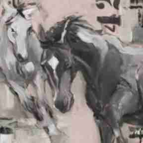 Malarstwo współczesne, wielkoformatowe konie bajkowa pracownia koń, abstrakcja, dla mężczyzny