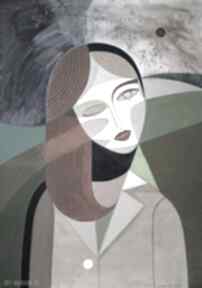 Obraz oryginał na płótnie 100x70 cm - zielona cisza gabriela krawczyk, kobieta, postać