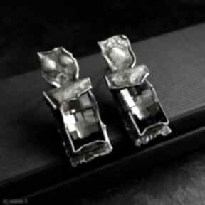 Cubic - kolczyki z kryształem miechunka srebrne, wiszące, swarovski, metaloplastyka srebro