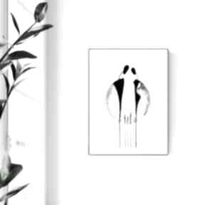 Grafika A4 malowana ręcznie, minimalizm, abstrakcja czarno biała, ilustracja mini mal art