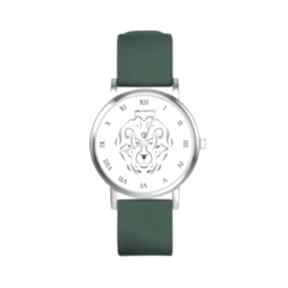 Zegarek mały - lew silikonowy, zielony zegarki yenoo, pasek, znak zodiaku, dla dziewczynki