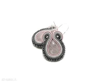 Soutache, sznurek, kamień kwarc, eleganckie pudrowe si su