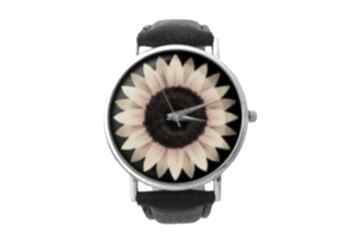 Słonecznik - skórzany zegarek z dużą tarczą zegarki eggin egg, kwiaty