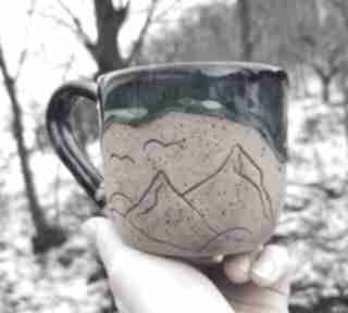 Kubek ceramiczny - kamionka użytkowa na kawę na herbatę - na prezent ceramika góry wędrówki