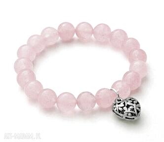 Pink jade with heart pendant jadeit serce modna delikatna