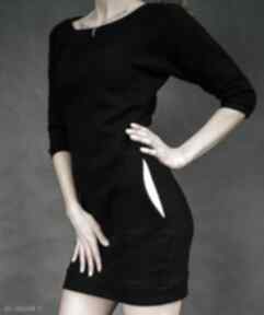 Sukienka dresowa dresówka czarna z kieszeniami w kolorze ametystu lil yo odziez, tunika