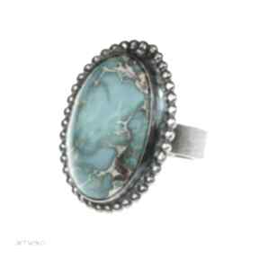 Na zamówienie - wielki błekit pierścionek srebrny a588 artseko z jaspisem - klasyczny jaspis