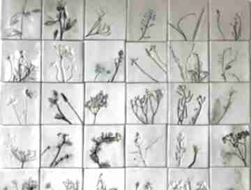 Zestaw kafli "kwietna łąka ii" ceramika ceramystiq studio dekory ceramiczne, z roślinami