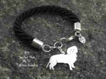 Alpejski gończy srebro próby 925 bransoletka nr 32 frrodesign, z psem, rękodzieło handmade
