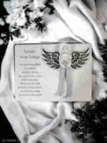 Pamiątka na chrzest tabliczka z aniołkiem chłopcem dom kartkowelove aniołek, chłopiec, święty