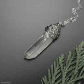 Wisiorek talizman surowy kryształ górski amulet wire wrapping stal chirurgiczna wisiorki agata