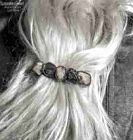 Spinka do włosów ręcznie robiona cud bursztynu prezent dla kochającej unikaty handmade ozdoby
