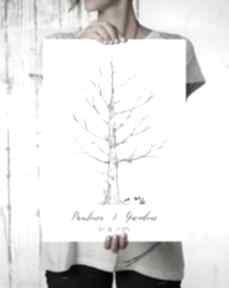 plakat do odcisków i podpisów 40x50 cm księgi gości kreatywne drzewo, ślub, wesele, wpisów