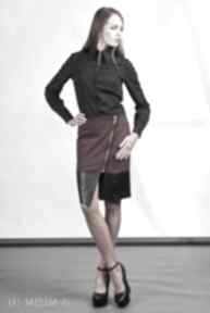 Spódnica, sp103 bordo lanti urban fashion asymetria, skosy, suwak, zamek, skóra