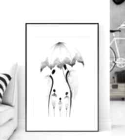 Obraz 50x70 cm wykonany ręcznie, 3307396 art krystyna siwek do salonu, grafika czarno biała