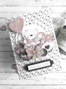 dla scrapbooking kartki za craftowane walentynkowa, dzień zakochanych, z uroczym misiem