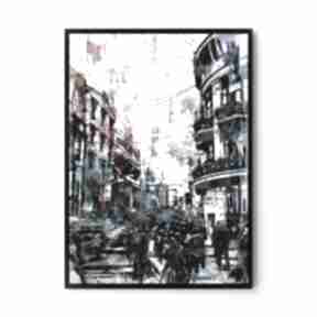 Plakat blue city 50x70 cm B2 hogstudio abstrakcja, obraz, ramka