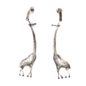 Kolczyki - żyrafy brązowe venus galeria srebro, biżuteria