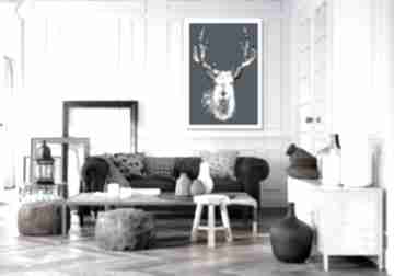Obraz drukowany na płotnie jeleń granatowym tle deer w formacie 50x70cm ludesign gallery