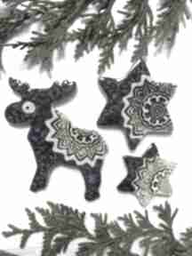 Prezent świąteczny: zestaw 3 magnesów dekoracje ceramika ana renifer ceramiczny, ozdoby