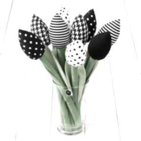 czarno biały bawełniany dekoracje myk studio kwiaty, tulipany, bukiet, rocznica, prezent