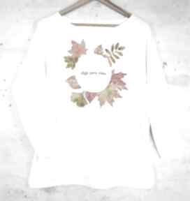 Jesienna bawełniana bluzka z nadrukiem L xl gabriela krawczyk, bluza, liście