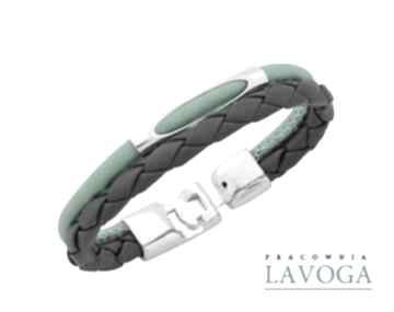 Bracelet mint and gray mięta rzemień bransoleta bransoletka