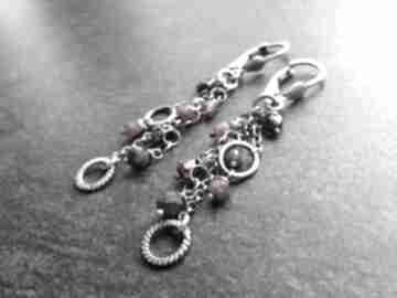 Rubinowe łańcuszki lahovska srebrne kolczyki, prezent dla kobiety, srebro, rubiny, z rubinem