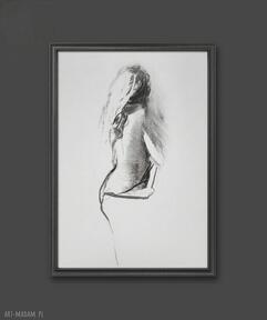 Dress - 50x70cm galeria alina louka kobieta plakat, obraz, duży szkic, grafika kobieca, czarno