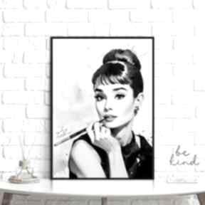 Plakat audrey hepburn biało czarny - format 40x50 cm plakaty hogstudio kobieta, ilustracja