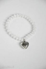 Bracelet by sis: srebrne serce w białych kryształach, love, biały, prezent