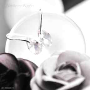Light rose migdals - srebrne kolczyki z kryształem swarovskiego kufer, srebro