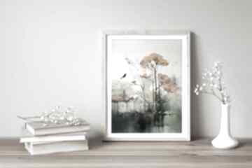 plakat - wydruk 40x50 cm zielony drzewo plakaty annsayuri art krajobraz, minimalistyczny