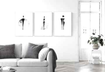 Zestaw 3 50x70 cm wykonanych plakat - elegancki minimalizm art krystyna siwek ręcznie malowane