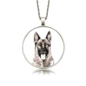 Medalion okrągły z grafiką owczarek niemiecki rasowy pies naszyjniki laluv prezent, oryginalny