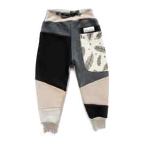 Patch pants 74-98 cm piórka mimi monster dres, dresowe, ciepłe spodnie, bawełna, eco
